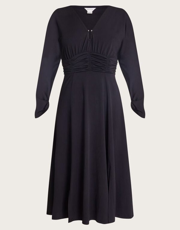 Monsoon Ray Ruched Dress Black - Image 4