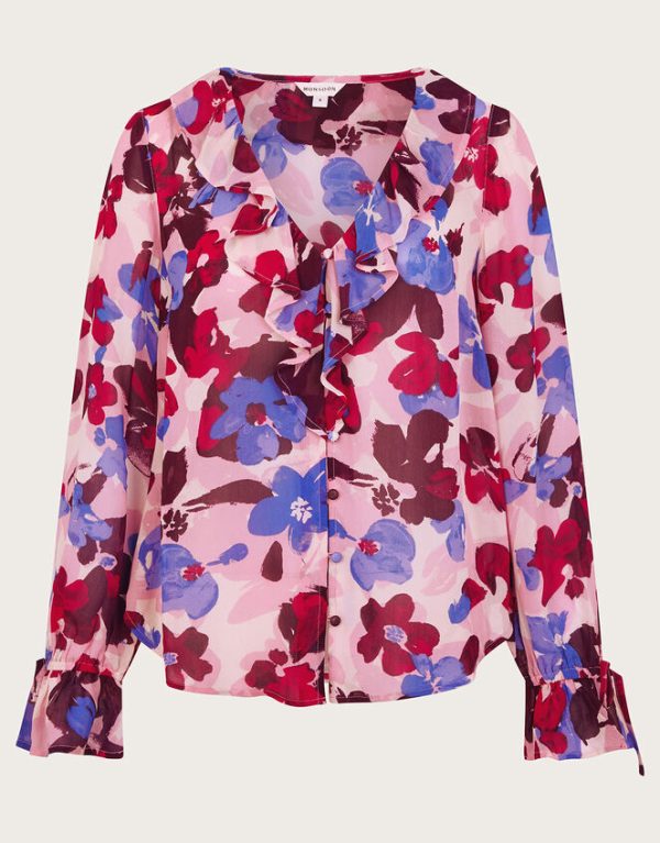 Monsoon Vittoria Floral Print Blouse Pink - Image 5