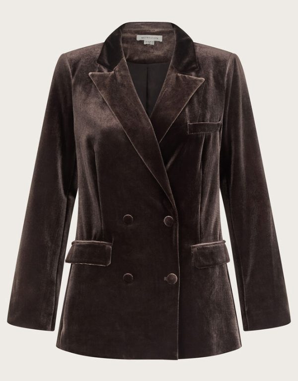 Monsoon Valery Velvet Double Breasted JacketBrown - Image 6