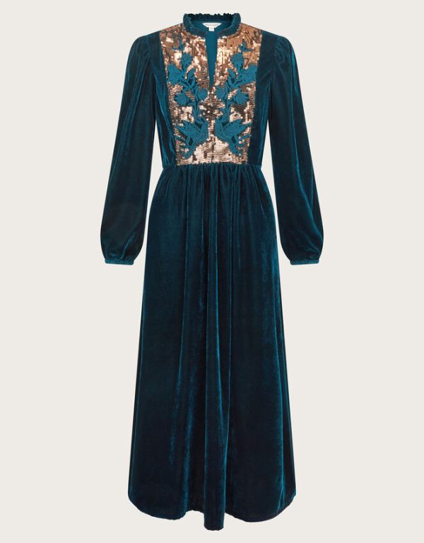 Monsoon Lisa Embellished Velvet Dress - Image 6