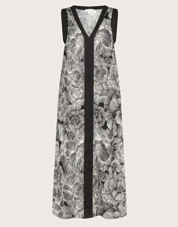 Monsoon Madison Sleeveless Floral Midi Dress Black - Image 6