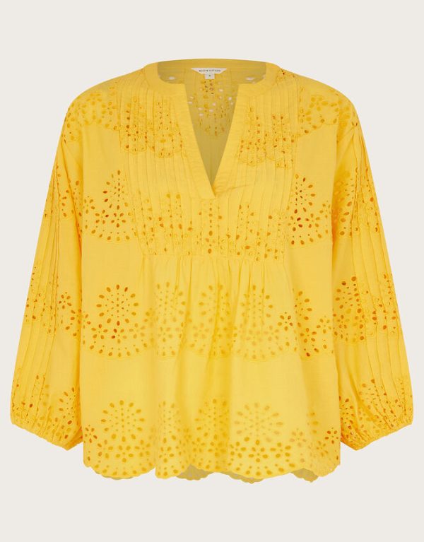 Monsoon Serena Broderie Top Yellow - Image 5