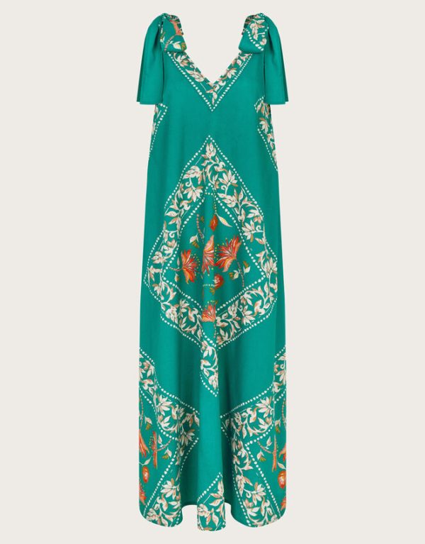 Monsoon Mila Border Print Midi Dress Teal - Image 7