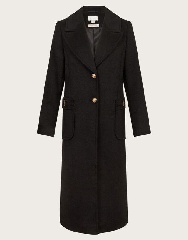 Monsoon Fleur Military Longline Coat Black - Image 5