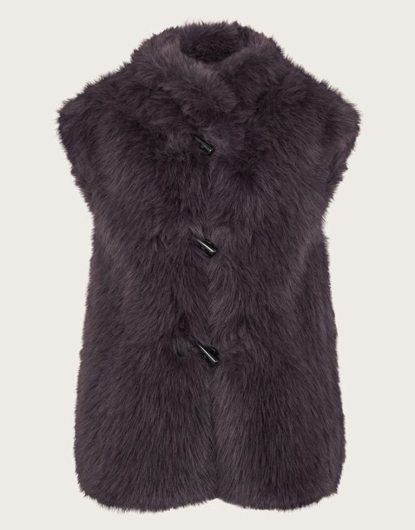 Monsoon Della Faux Fur Gilet Brown - Image 6