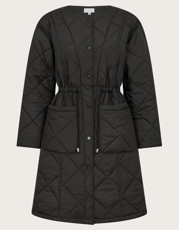 Monsoon Zaira Quilted Puffer Coat Black - Image 5