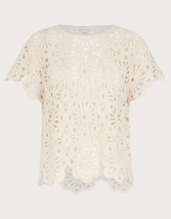 Monsoon Riri Crochet Top Natural - Image 5