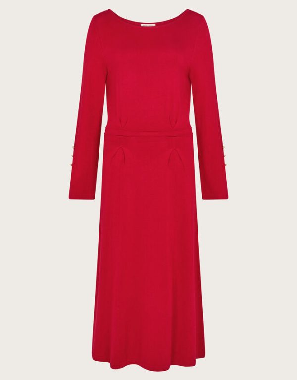 Monsoon Sal Slash Knit Dress Red - Image 6