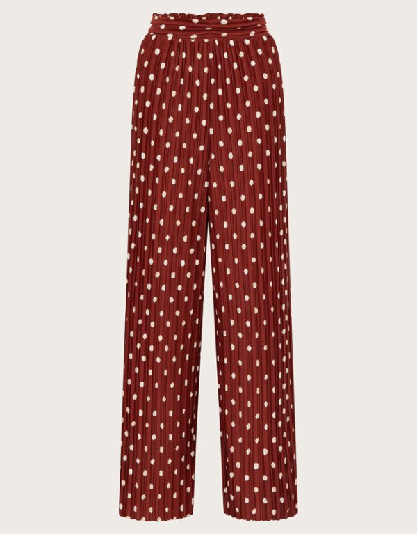 Monsoon Paris Spot Plisse Trousers Brown - Image 6