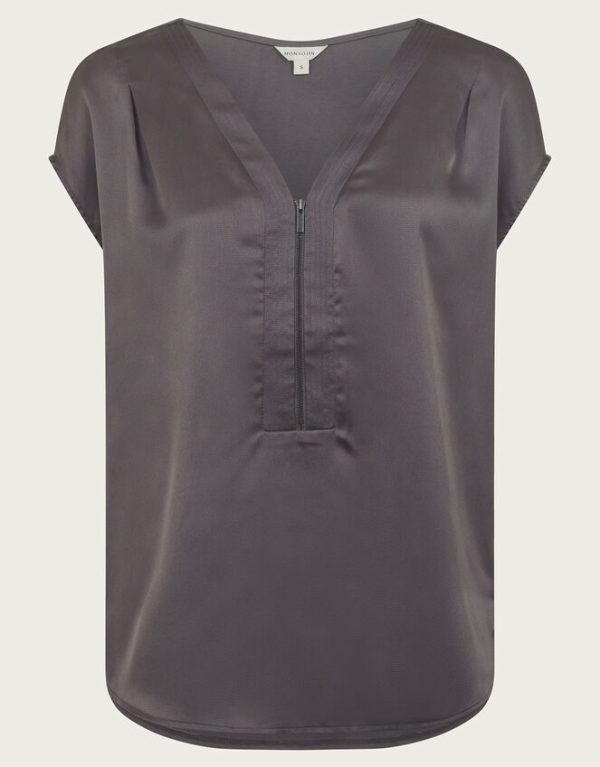 Monsoon Wilde Sleeveless Satin Top Grey - Image 6