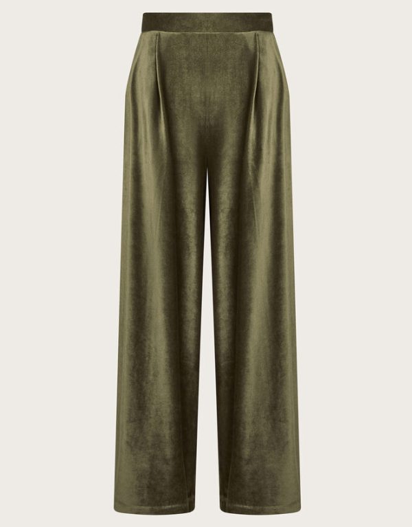 Monsoon Shay Rib Velour Wide Leg Trousers Green - Image 5