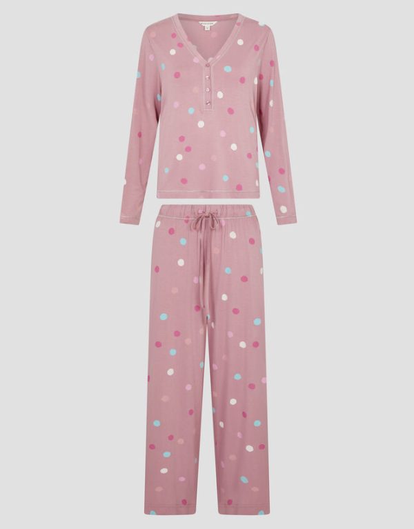 Monsoon Sabrina Spot Long Pyjamas Set Pink - Image 5