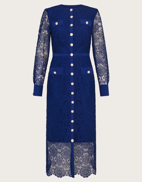 Monsoon Reyna Lace Dress Blue - Image 5