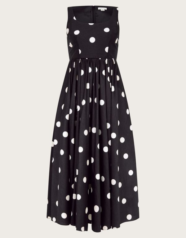 Monsoon Sicily Spot Print Dress Black - Image 7