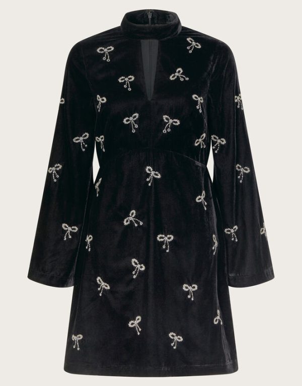 Monsoon Moira Embroidered Bow Dress Black - Image 5