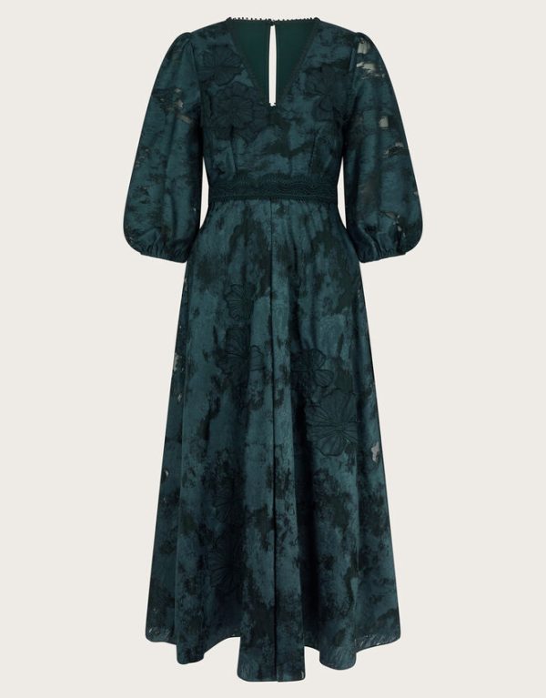 Monsoon Joanna Floral Lace Midi Tea Dress Green - Image 5