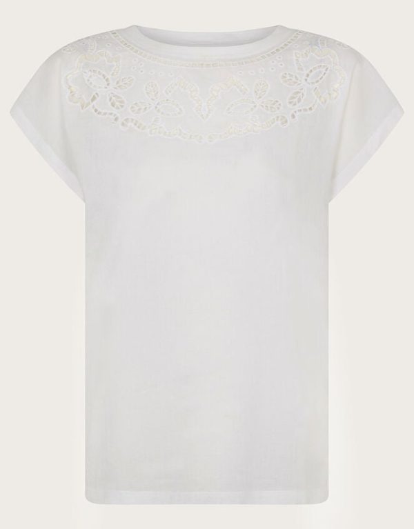 Monsoon Garcia Cutwork T-Shirt White - Image 5