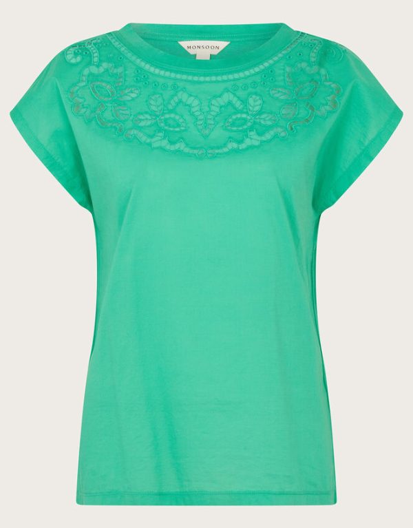 Monsoon Garcia Cutwork T-Shirt Green - Image 5