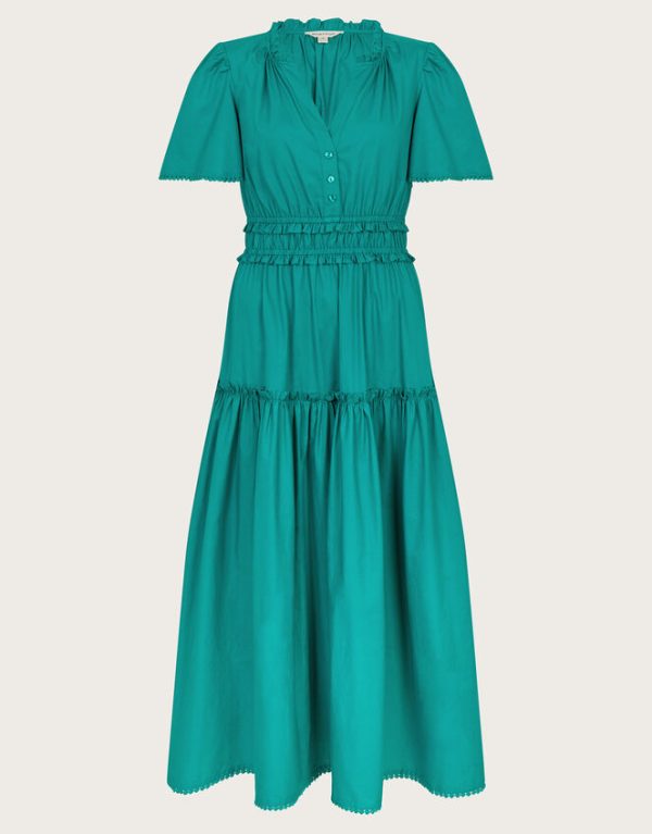 Monsoon Lorena Frill Midi Dress Teal - Image 6