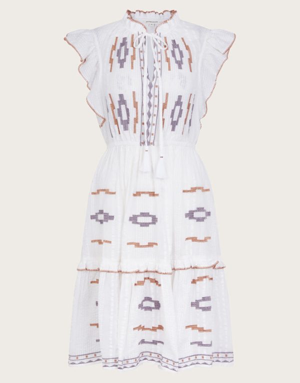 Monsoon Ula Embroidered Dress Ivory - Image 6