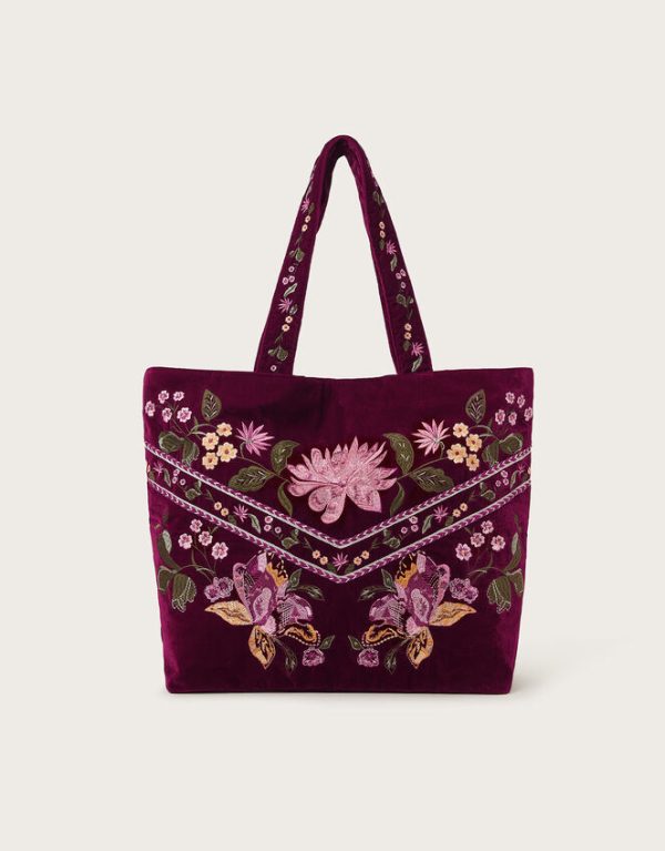 Monsoon Freya Embroidered Velvet Tote Bag - Image 2