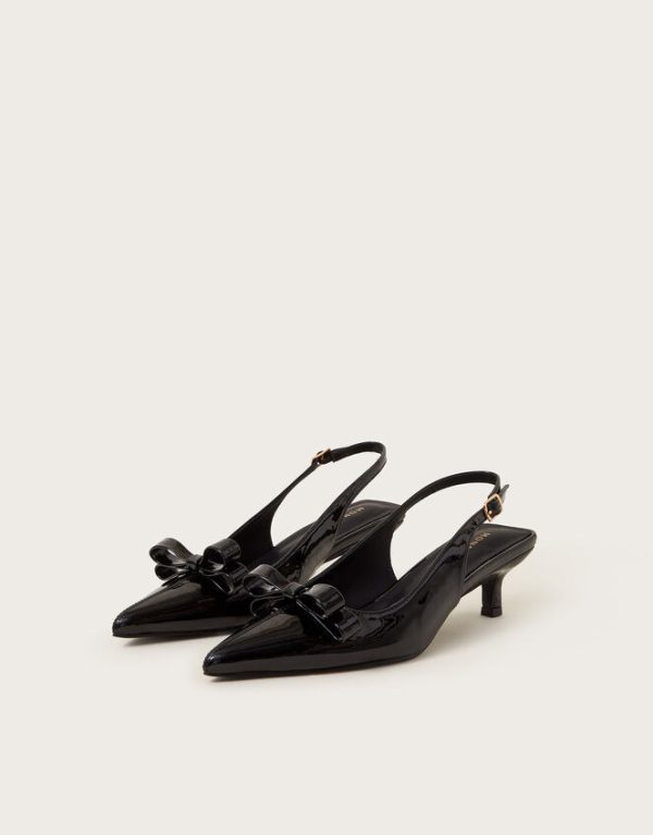 Monsoon Mira Patent Slingback Heels Black