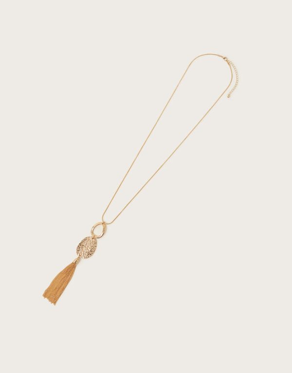 Monsoon Hammered Chain Tassel Pendant Necklace