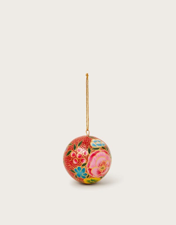 Monsoon Hand Painted Floral Bauble Red