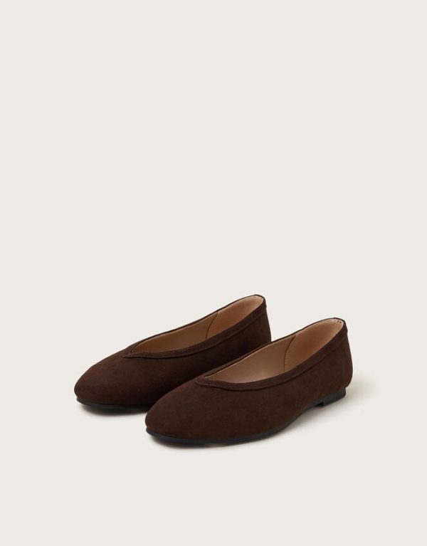 Monsoon Tori Suedette Ballet Flats Brown