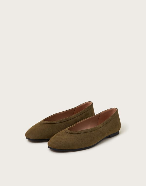 Monsoon Tori Suedette Ballet Flats Green