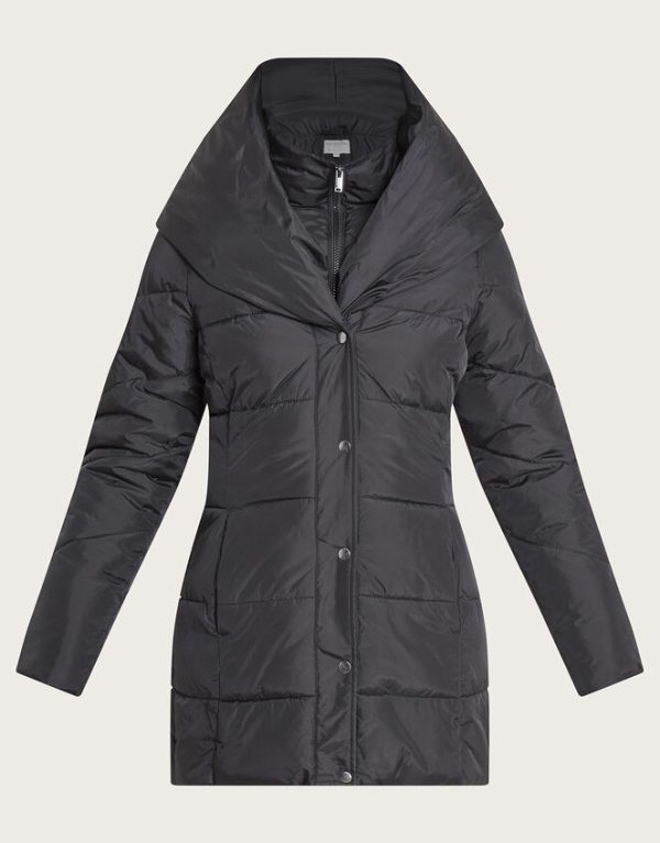 Monsoon Laura Padded Short Coat in Recycled Polyester Black - Image 5