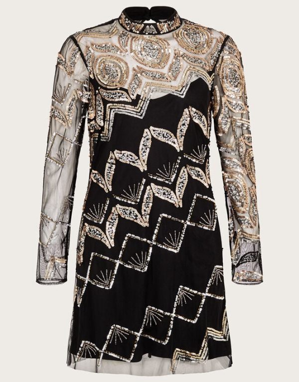 Monsoon Finnley Embellished Tunic Dress Black - Image 5