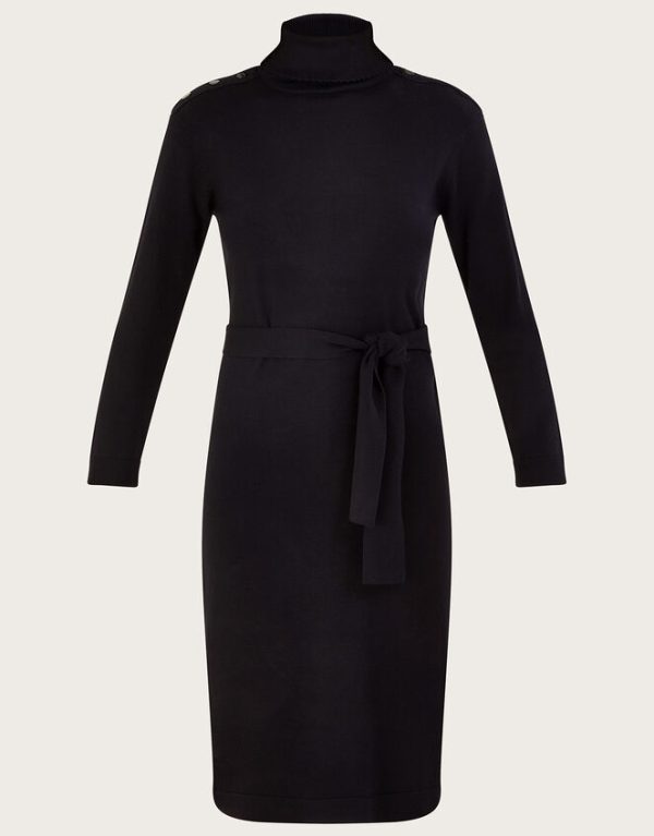 Monsoon Roll Neck Dress with LENZING™ ECOVERO™ Black - Image 5