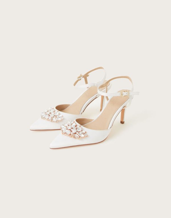 Monsoon Two-Part Diamante Trim Bridal Shoes Ivory - Image 2