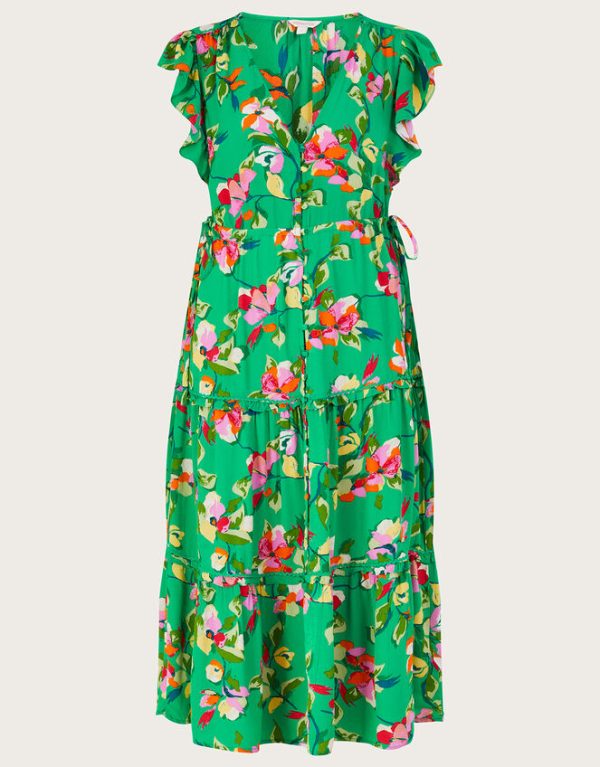 Monsoon Lilou Floral Tea Dress Green - Image 5