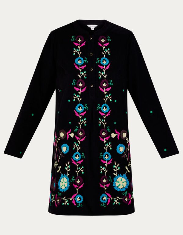 Monsoon Kim Cord Embroidered Short Dress Black - Image 6