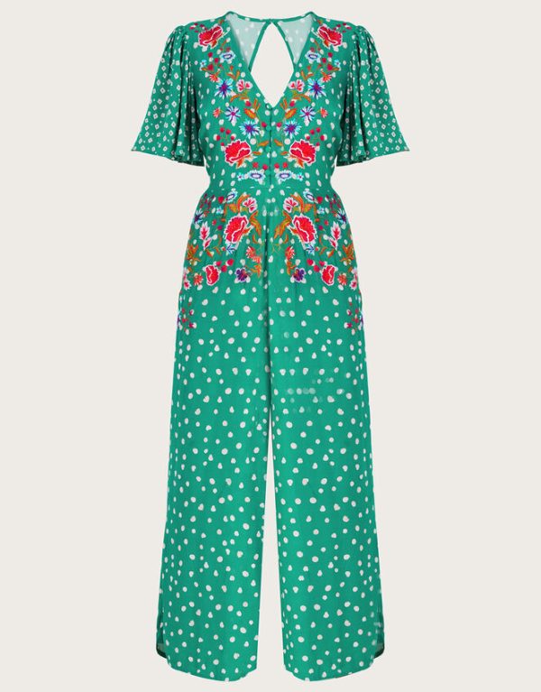 Monsoon Rori Embroidered Jumpsuit Green - Image 5