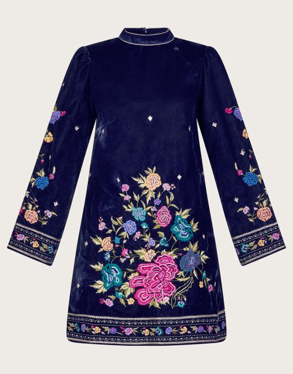 Monsoon Freya Embroidered Tunic Dress Blue - Image 5