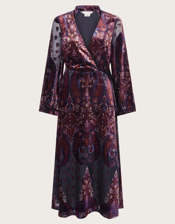 Monsoon Peri Paisley Devore Dress Black - Image 6