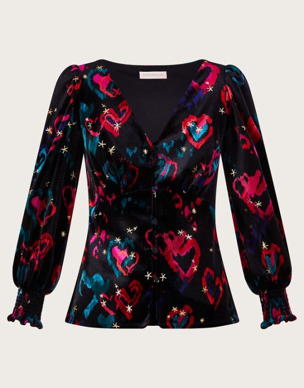 Monsoon Hattie Velvet Heart Top Black - Image 5