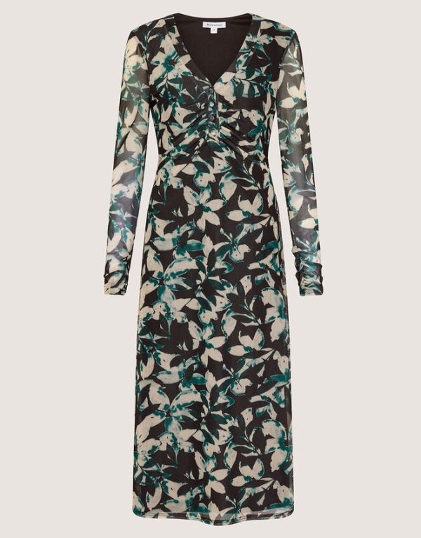 Monsoon Fawn Floral Mesh Dress Green - Image 5