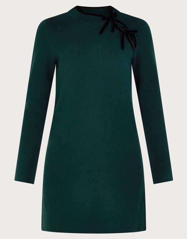 Monsoon Bea Bow Tunic Dress Green - Image 5