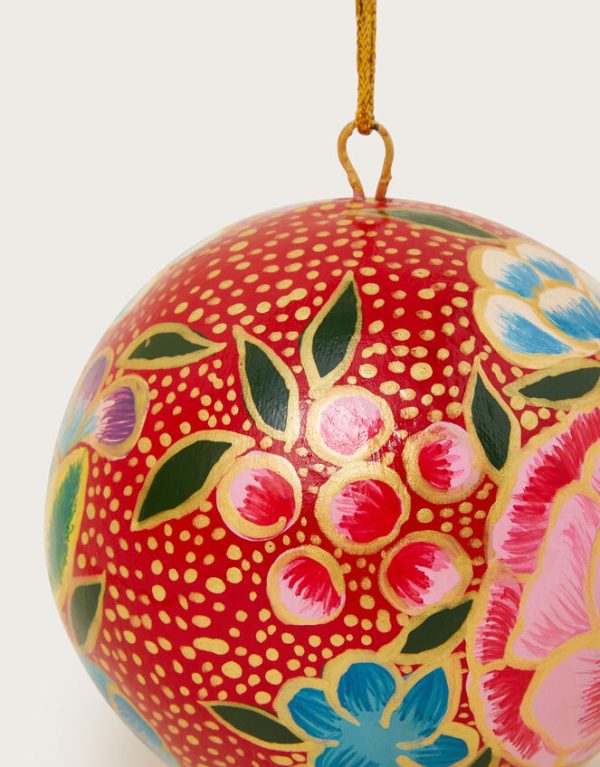 Monsoon Hand Painted Floral Bauble Red - Image 2