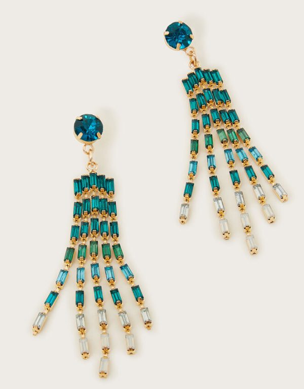 Monsoon Gemstone Fringe Drop Earrings - Image 2