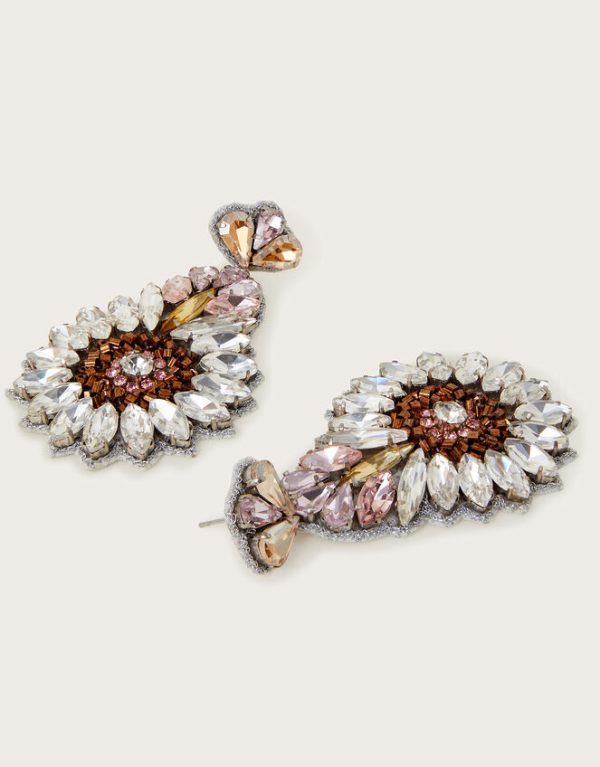 Monsoon Gemstone Floral Drop Earrings - Image 3