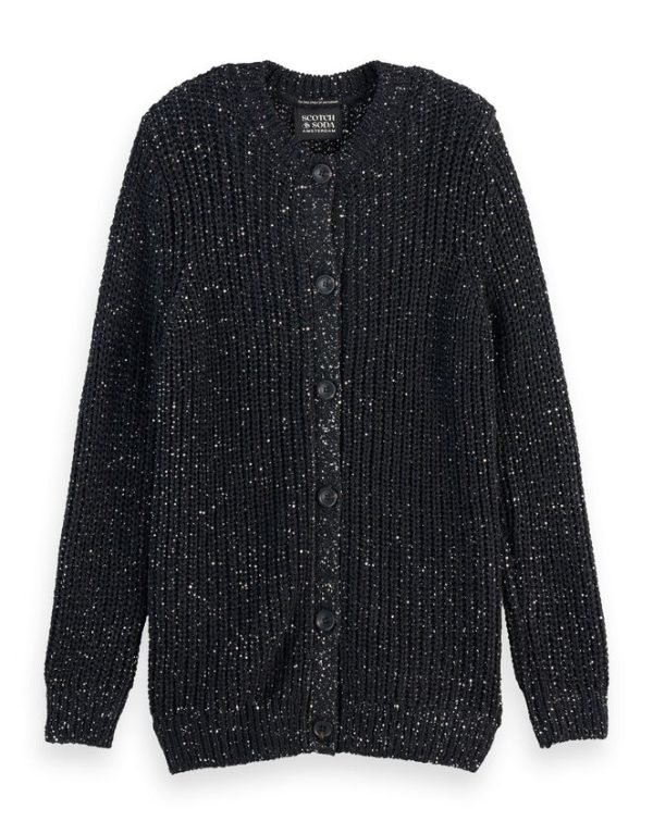 Monsoon Scotch and Soda Metallic Mid-Length Cardigan Black - Image 6