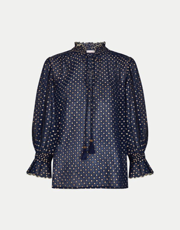 Monsoon East Foil Polka Dot Blouse Blue - Image 6