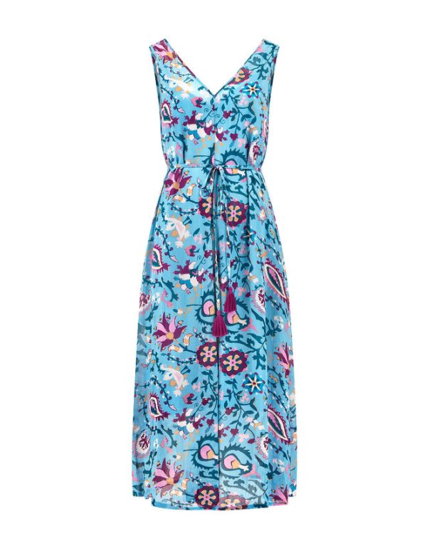 Monsoon East Paisley Sleeveless Dress Blue - Image 5