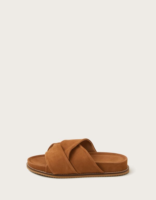 Monsoon Suede Twist Strap Sandals Tan - Image 3