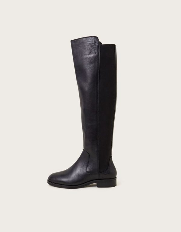 Monsoon Una Leather Knee High Boots Black - Image 2